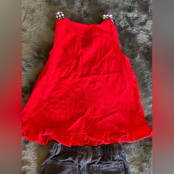 Bundle of3:red top+navy leggings+white headband(has a stain as pictured)size 18M - Picture 2 of 8